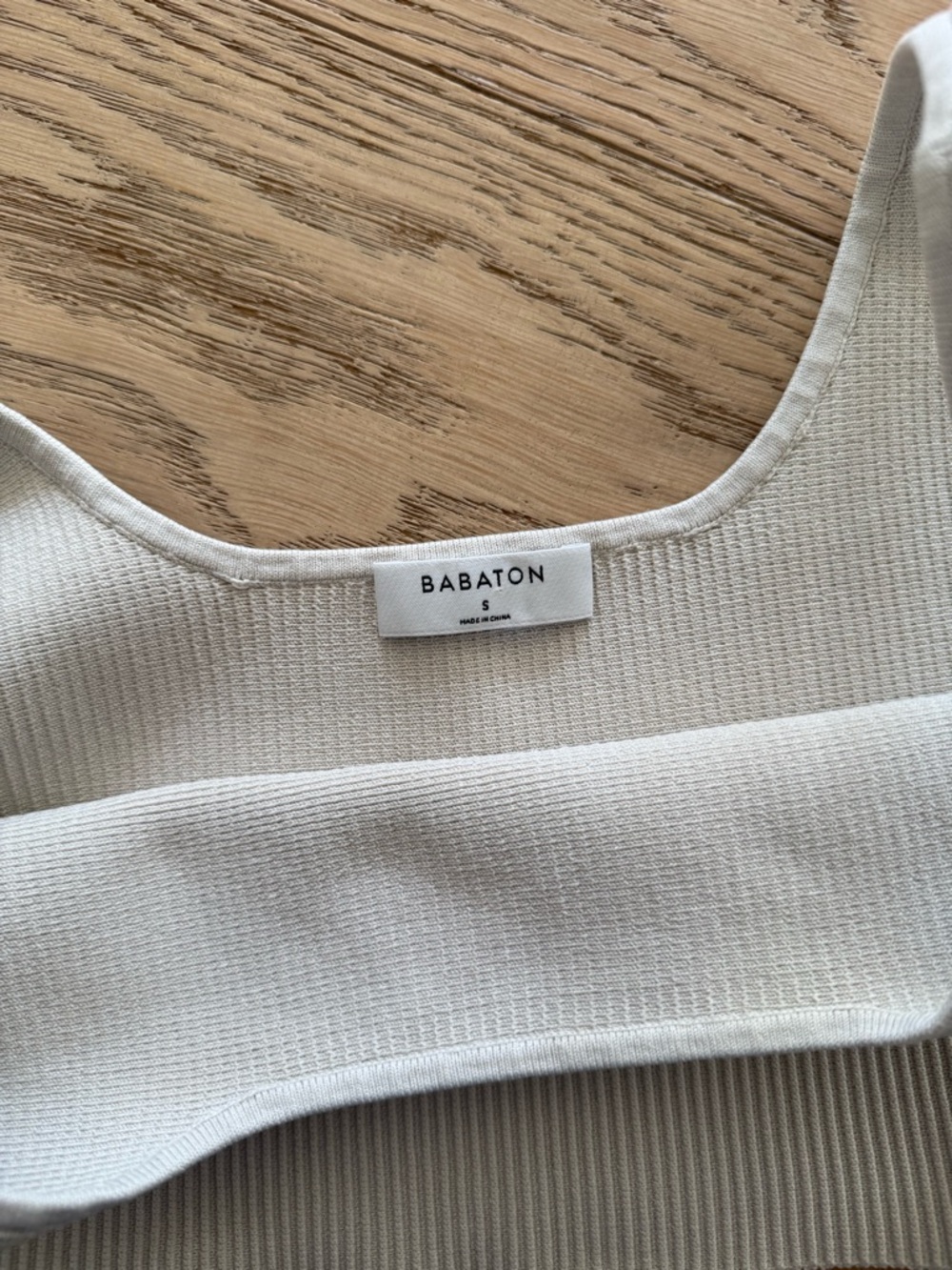 Babaton Ribbed Square-Neck Crop Tank - Cream - Picture 3 of 4